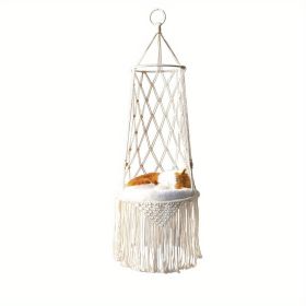 1pc Hand-Woven Cat Nest Hammock Basket - Comfortable and Stylish Wall Hanging Pet Bed for Small Dogs and Cats