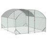 Large Chicken Coop Metal Chicken Run with Waterproof and Anti-UV Cover, Dome Shaped Walk-in Fence Cage Hen House for Outdoor and Yard Farm Use, 1" Tub