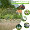 Large Chicken Coop Metal Chicken Run with Waterproof and Anti-UV Cover, Dome Shaped Walk-in Fence Cage Hen House for Outdoor and Yard Farm Use, 1" Tub