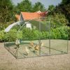 Large Chicken Coop Metal Chicken Run with Waterproof and Anti-UV Cover, Dome Shaped Walk-in Fence Cage Hen House for Outdoor and Yard Farm Use, 1" Tub