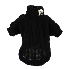 Pet Turtleneck Knitted Sweater Winter Dog Cat Keep Warm (Option: Black-M)