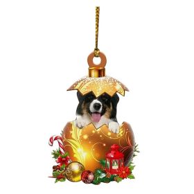 Christmas Cute Eggshell Dog 2D Acrylic Pendant, Unique Home and Christmas Tree Decoration (Color: color1)