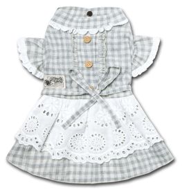 Touchdog 'I love Poochi' Classical Fashion Plaid Dog Dress (Color: Grey, size: small)