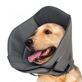 Dog Cone Breathable Dog Recovery Collar for Medium and Large Dogs Soft Dog Cone Adjustable Drawstring and Buckle Prevent Licking and Scratching Wounds (Color: GRAY-M)