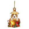 Christmas Cute Eggshell Dog 2D Acrylic Pendant, Unique Home and Christmas Tree Decoration