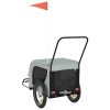 Pet Bike Trailer Gray and Black Oxford Fabric and Iron