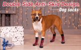 Chrismas Anti-Slip Dog Socks; Waterproof Paw Protectors with Reflective Straps Traction Control for Indoor & Outdoor Wear; 4pcs