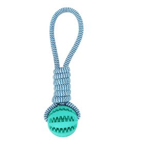 Dog Toys Treat Balls Interactive Hemp Rope Rubber Leaking Balls For Small Dogs Chewing Bite Resistant Toys Pet Tooth Cleaning Bite Resistant Toy Ball (Color: Blue)